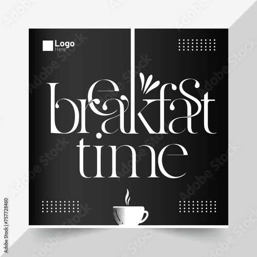 breakfast lettering poster menu design for restaurant and cafe wall decoration