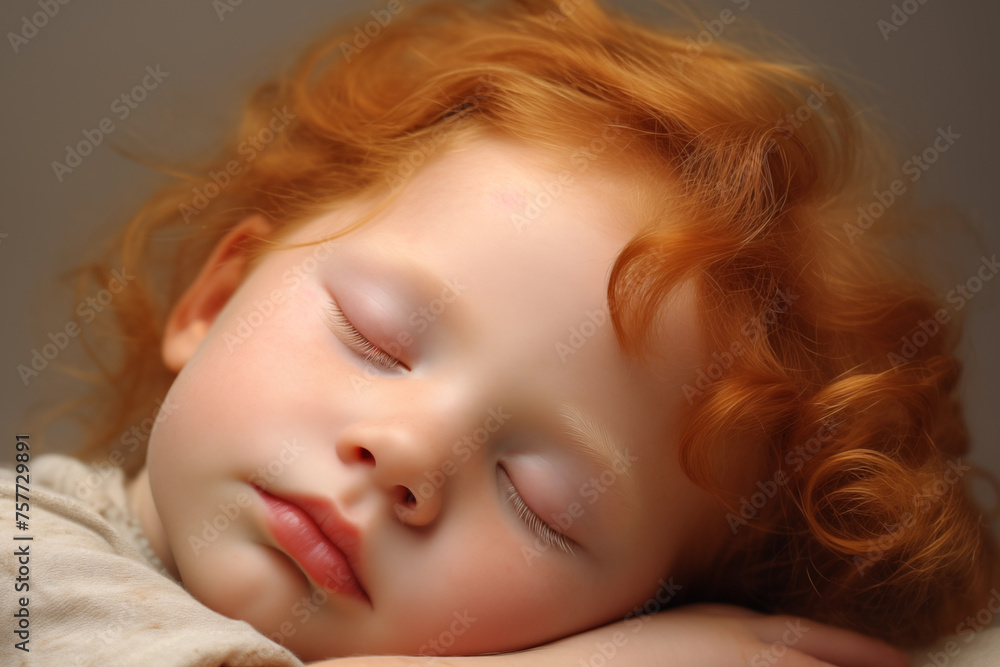 Studio portrait of cute tired sleeping child on white and colour background Studio portrait of cute tired sleeping child on white and colour background