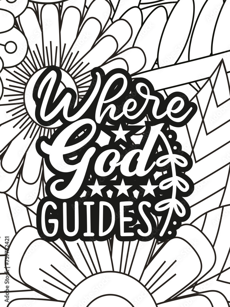 Religious quotes Coloring Book Pages Religious quotes for  Relaxation and Stress Relief on Flowers Patterns