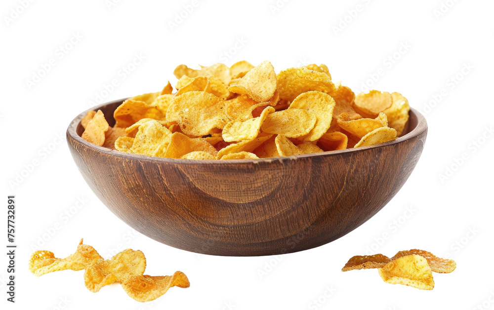 Delicious Cornflakes Served in a Bowl isolated on transparent Background Delicious Cornflakes Served in a Bowl isolated on transparent Background