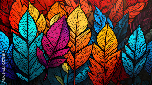 Wallpaper Mural Abstract nature background. Colorful leaf . Torontodigital.ca