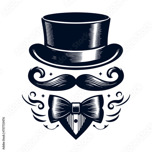 Vector flat design Men hat fashion and beauty logo design, Generative Ai