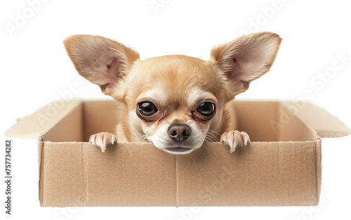Chihuahua with a Cardboard Box isolated on transparent Background © aneeb