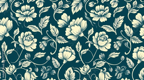 An elegant floral pattern with two colors. Suitable for wallpaper, wrapping paper, backgrounds, and fabrics. photo
