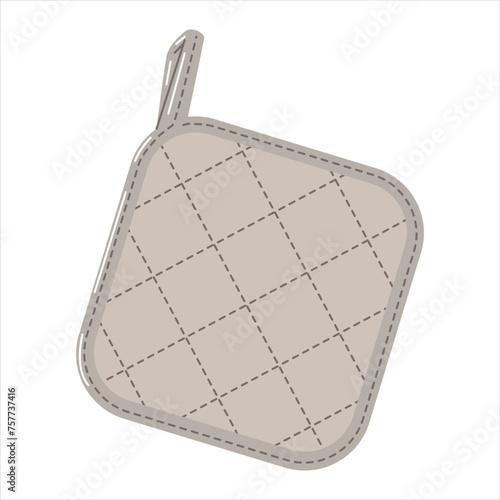 Gray cooking potholder isolated on white background. Kitchen accessories.