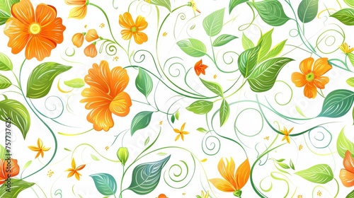 With flowers and leaves, this seamless background is decorative and graphic