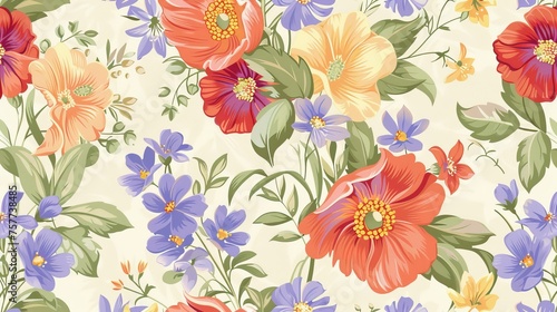 A seamless floral pattern with flowers on a floral background. A seamless floral texture with flowers on a floral background.