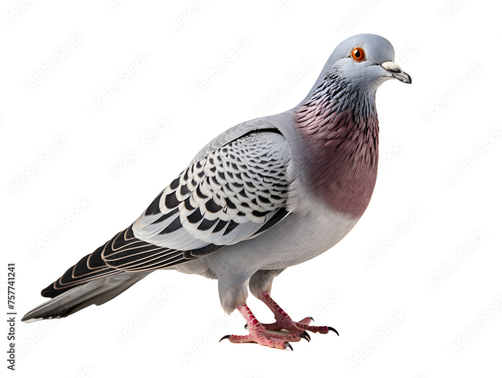 Fototapeta premium Close up of Full Body of Pigeon Isolated on Transparent Background