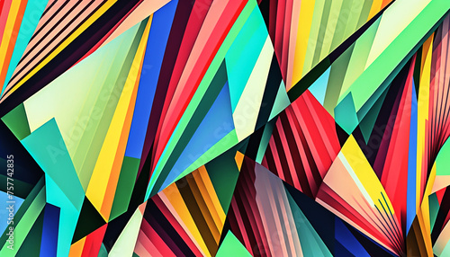 Multicolor paper geometric background. Origami illustration. Generative AI 