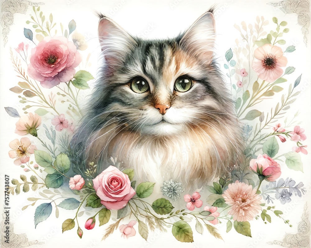 Watercolor Painting of a Cat Watercolor Painting of a Cat