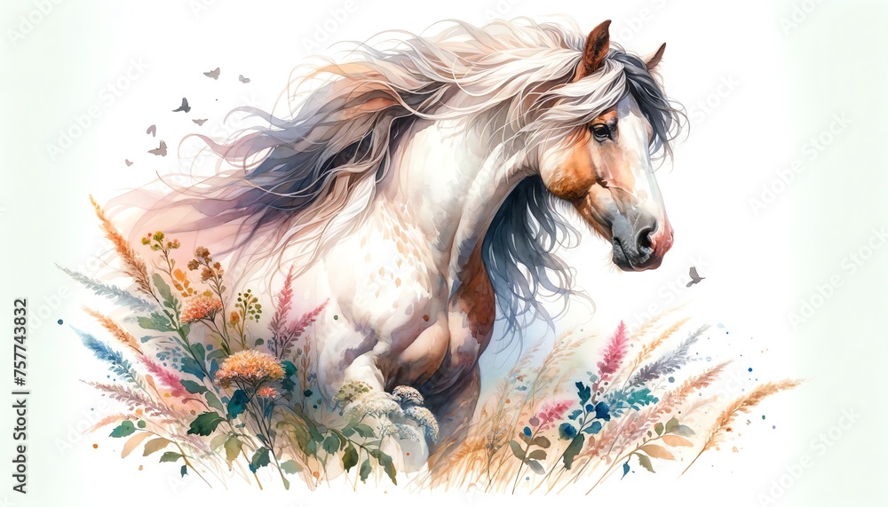 custom made wallpaper toronto digitalWatercolor Painting of a Horse