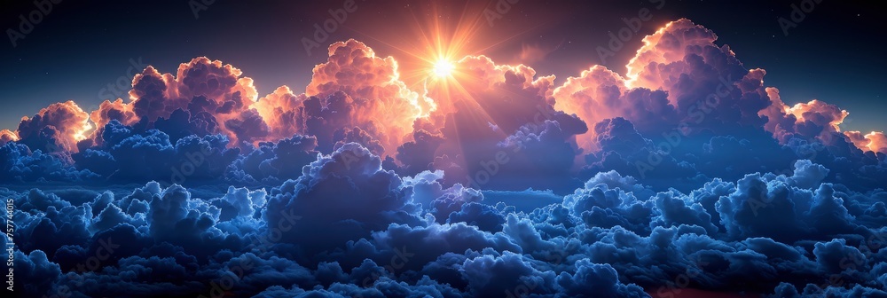 Beautiful Blue Sky Dramatic Clouds Weather, Background Banner HD