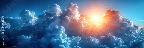 Beautiful Blue Sky Filled Clouds Background, Background Banner HD