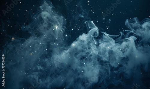 Smoke on the background of the night sky with stars, Generative AI 