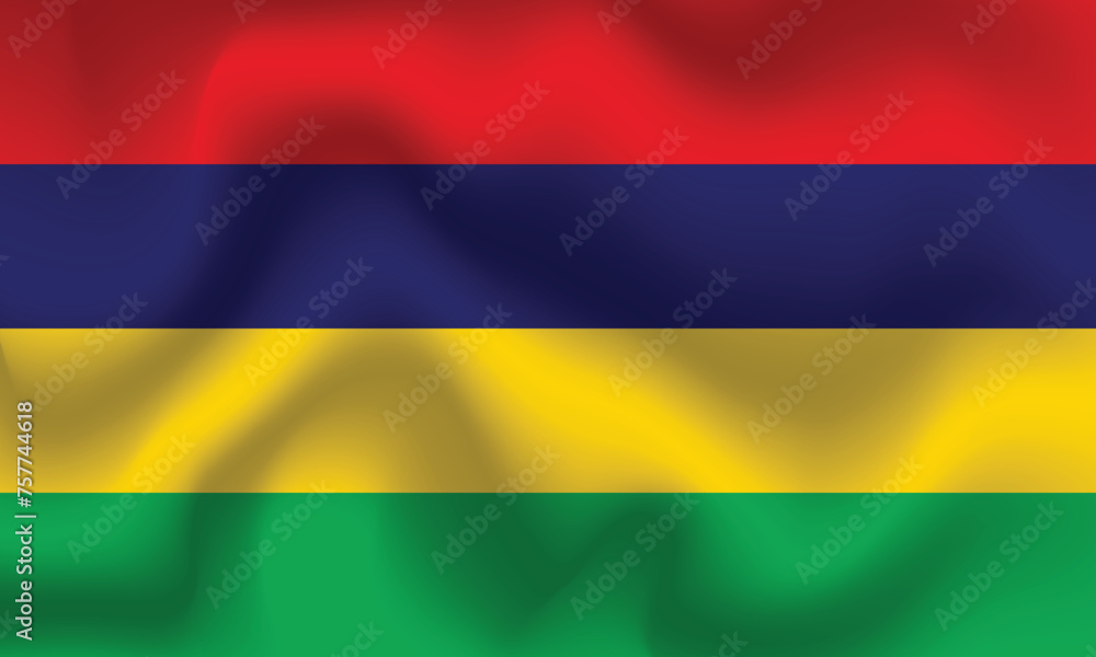 Naklejka premium Flat Illustration of national Mauritius flag. Mauritius flag design. Mauritius Wave flag. 