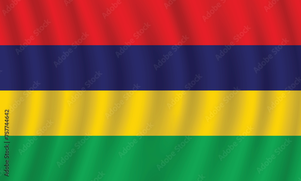 Obraz premium Flat Illustration of national Mauritius flag. Mauritius flag design. Mauritius Wave flag. 