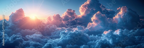 Blue Sky Background White Clouds Fluffy, Background Banner HD