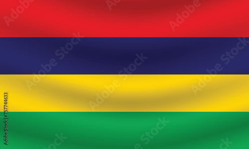 Flat Illustration of national Mauritius flag. Mauritius flag design. Mauritius Wave flag. 