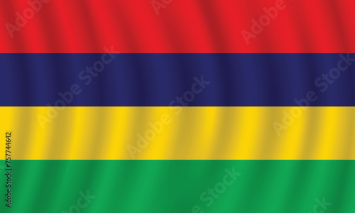 Flat Illustration of national Mauritius flag. Mauritius flag design. Mauritius Wave flag. 