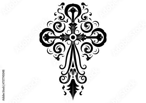 Art Nouveau Cross Graphic Accents, vector illustration, vintage elements	