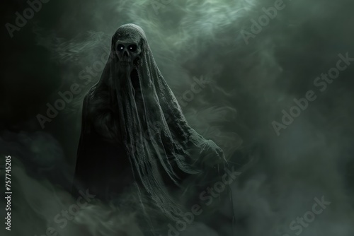 Scary ghost on dark background