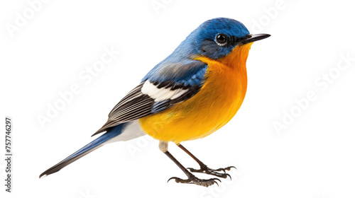 Blue-fronted Redstart bird isolated on transparent a white background 