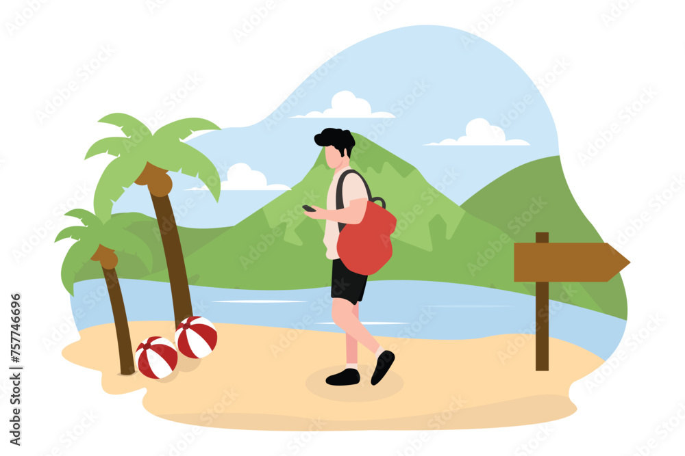 Traveling People Flat Illustration Design Traveling People Flat Illustration Design