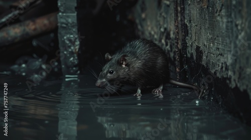 a rat in the sewer , creepy situation
 photo