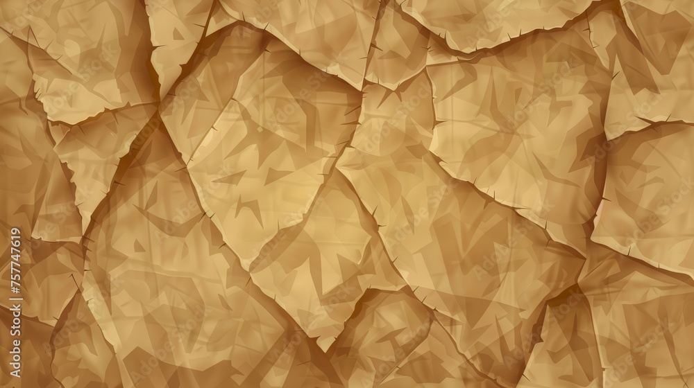 Modern realistic illustration of brown kraft paper or cardboard texture. Abstract pattern of beige rough carton, old paper sheet, parchment or papyrus surface. Modern realistic illustration of brown kraft paper or cardboard texture. Abstract pattern of beige rough carton, old paper sheet, parchment or papyrus surface.