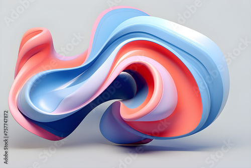 Abstract shape against   colorful background, 3D illustration.  Smooth shape 3d rendering ,  generated by AI. 3D illustration © Виталий Сова