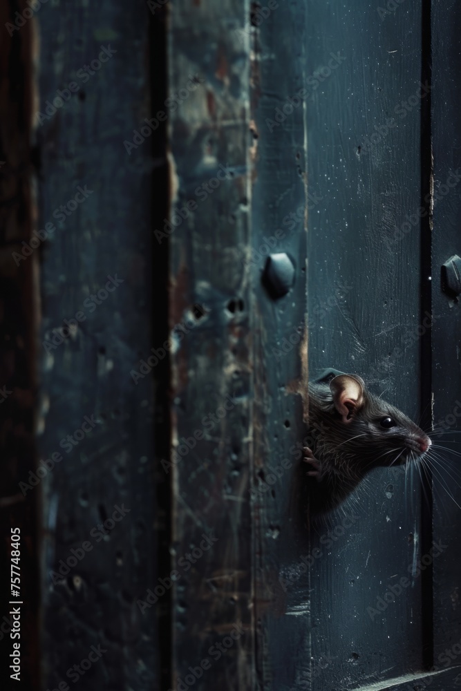 a rat behind the door, creepy situation
a rat behind the door, creepy situation