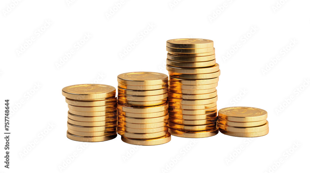 Coin stack isolated on transparent a white background Coin stack isolated on transparent a white background