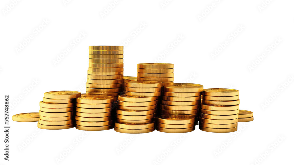 Coin stack isolated on transparent a white background Coin stack isolated on transparent a white background