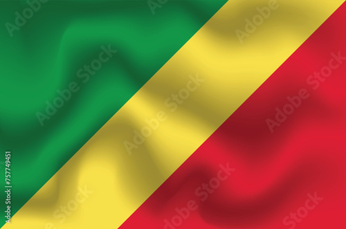 Flat Illustration of the Republic of the Congo national flag. Republic of the Congo flag design. Republic of the Congo Wave flag.