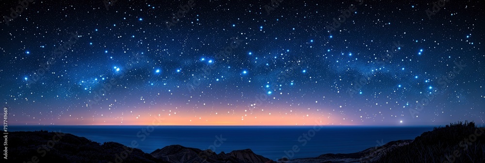 Fototapeta premium Noctilucent Clouds High Sky Midnight, Background Banner HD