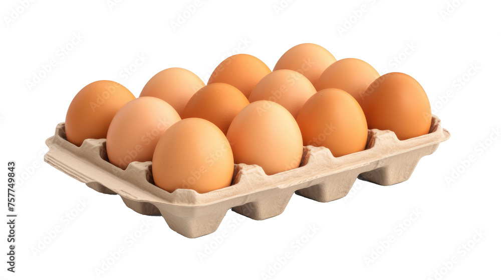 Eggs in carton isolated on transparent a white background