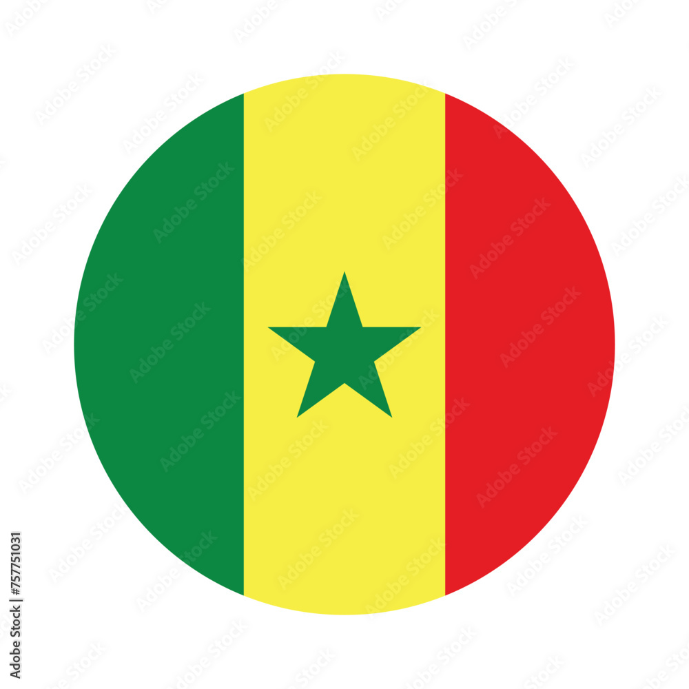 Senegal national flag vector icon design. Senegal circle flag. Round of Senegal flag.
Senegal national flag vector icon design. Senegal circle flag. Round of Senegal flag.