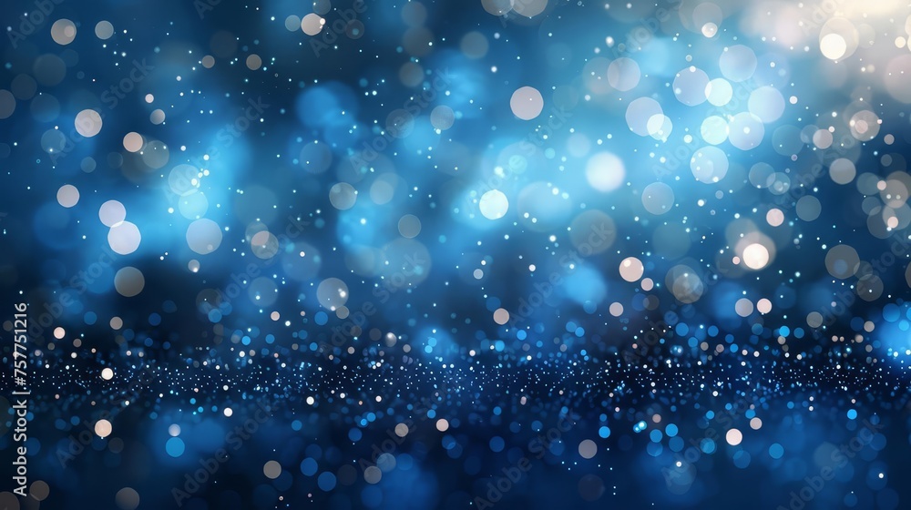 Shimmering Blue Glow Particles on Abstract Bokeh Background