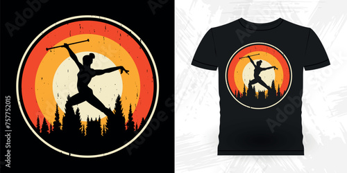 Funny Retro Vintage Baton Twirling T-shirt Design