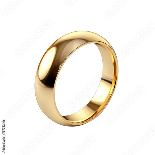Golden wedding ring isolated on transparent a white background