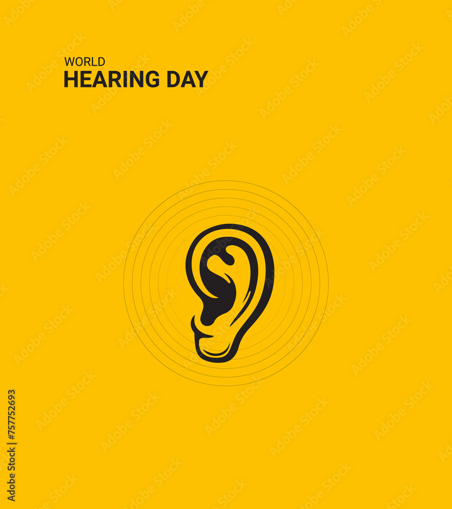 World Hearing day, ear with music wave, hearing day design for social media banner, poster 3D Illustration. World Hearing day, ear with music wave, hearing day design for social media banner, poster 3D Illustration.