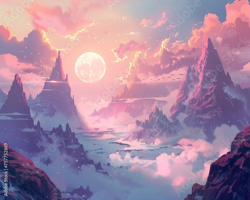 Design a dreamy landscape that transports the viewer to another realm