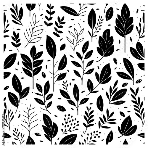 floral plant leaf flower seamless pattern Doodle illustration sketch