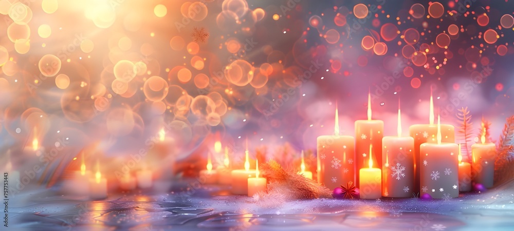 New Year holiday background. Christmas decorations. 3d rendering. Raster illustration
