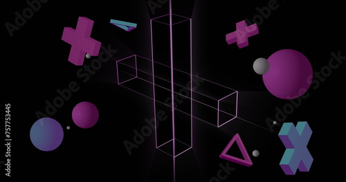 Image of 3d pink shapes on black background