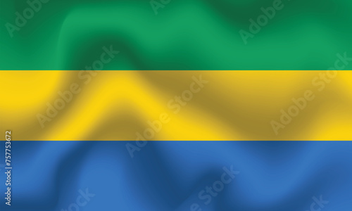 Flat Illustration of the Gabon national flag. Gabon flag design. Gabon Wave flag. 