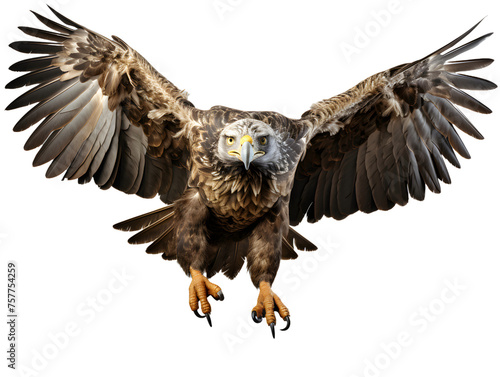 Eagle Flying with Spread Wings Isolated on Transparent Background. Close Up of a Hawk © Resdika