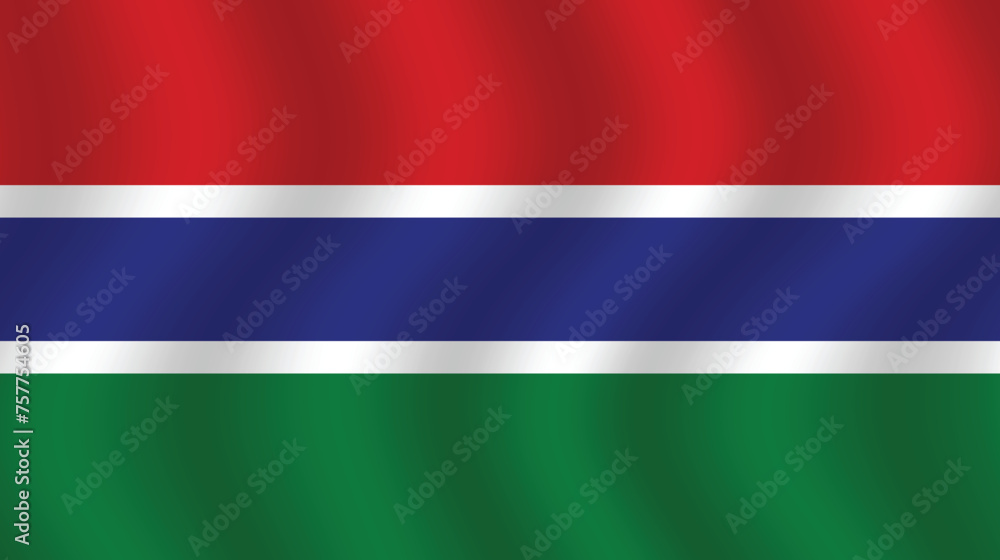 Flat Illustration of Gambia national flag. Gambia flag design. Gambia Wave flag.
