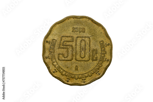 Moneda mexicana de 50 centavos de 2000. Fueron acuñadas desde 1992 - 2009. photo