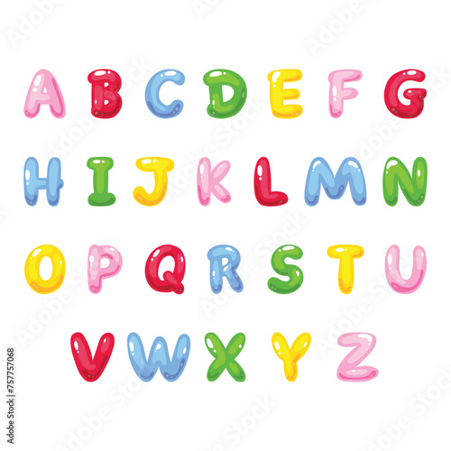 Cute colorful jelly alphabet isolated clipart